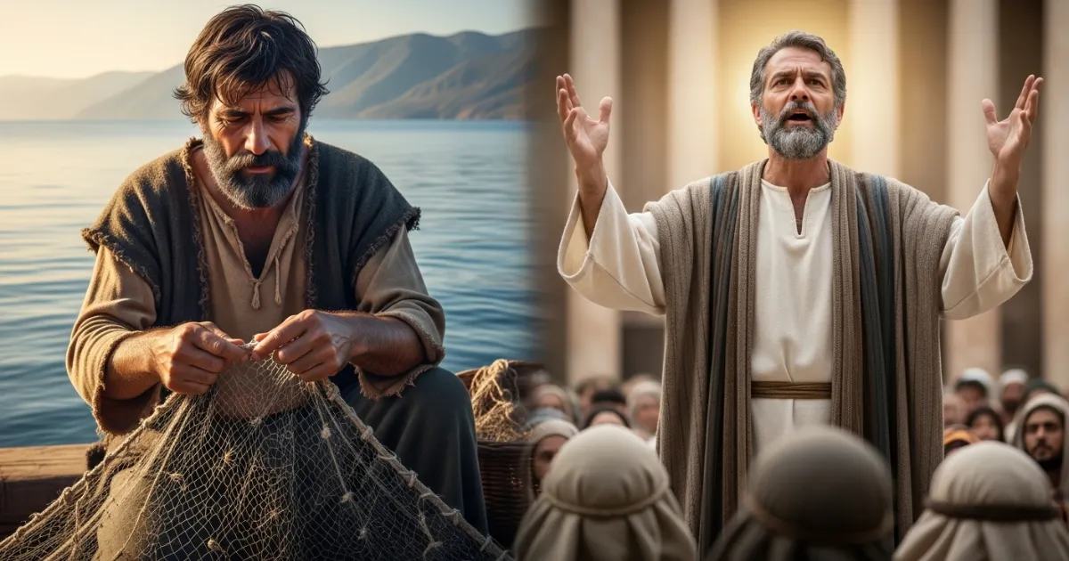 Pescador a Líder: Como Pedro passou de pescador simples a líder da Igreja, pregando com autoridade após o Pentecostes.
