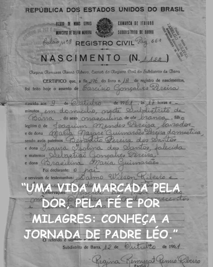 "Capa do eBook Linha do Tempo Padre Léo com etapas da sua missão espiritual